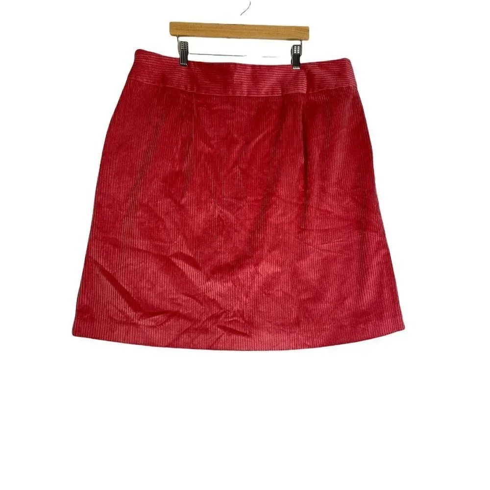 1901 Womens A Line Corduroy Skirt Pink Pleated‎ Lined Pockets Cotton SZ 18